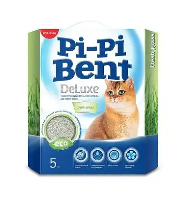 Pi-Pi-Bent комкующийся наполнитель для кошек "Делюкс Фреш Грасс"