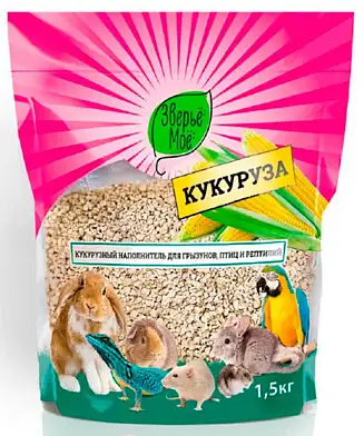Зверье Мое наполнитель кукурузный для грызунов, птиц, рептилий